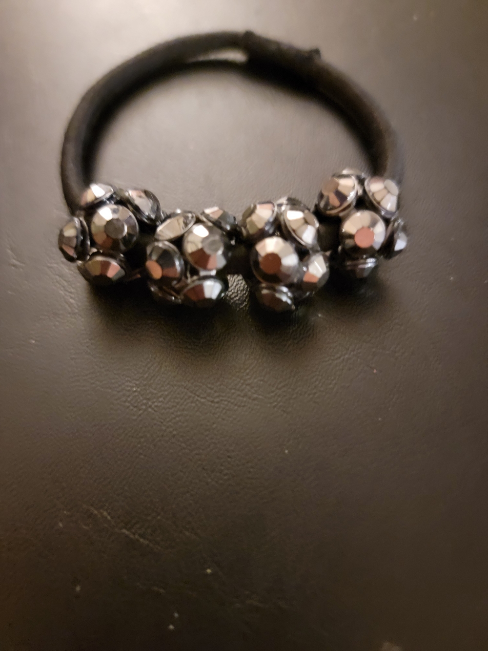 Glam Faceted Bead Elastic Hair Tie - Black